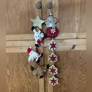 Plush snow let it snow snowman & star with santa, deer & snowman wall hanger